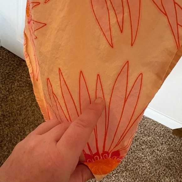 Kate Spade Falling Flower Wrap Midi Dress Pink Orange Puff Sleeve Size 4 - Picture 16 of 16